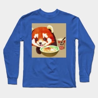 Kawaii Red Panda Eating Ramen Long Sleeve T-Shirt